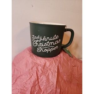 Sleigh Bell Ceramic 17oz Forest Green Last Minute Shopper Large Coffee Mug